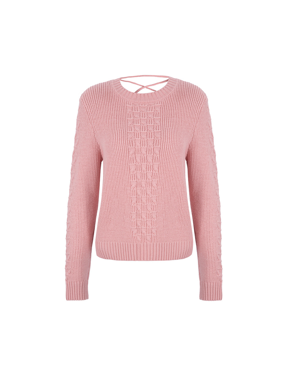 BORA AKSU Sweet Pink Cutout Lace-Up Wool-Knit Sweater