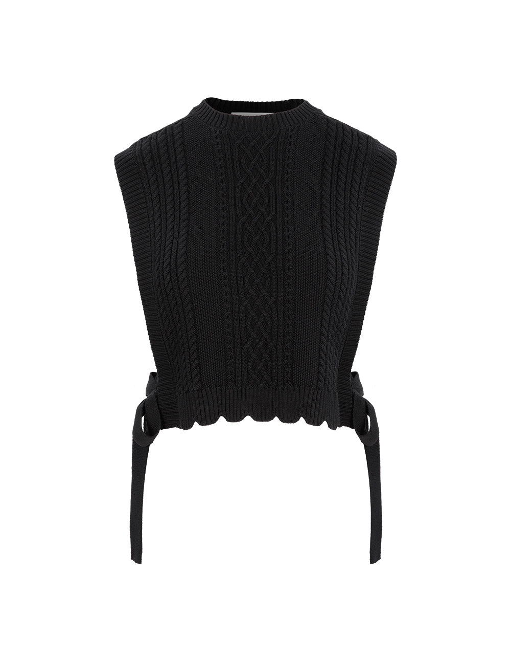 BORA AKSU Coordinating Cropped Wool Vest With Split Bow