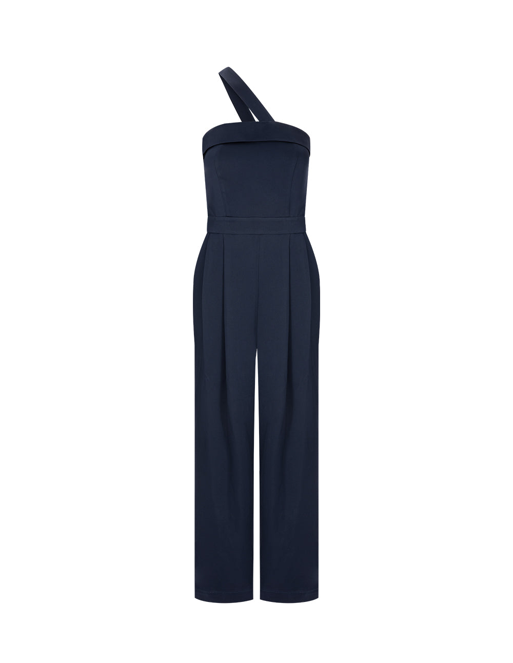 BORA AKSU Acetate Oblique Strap Strapless Navy Blue Jumpsuit