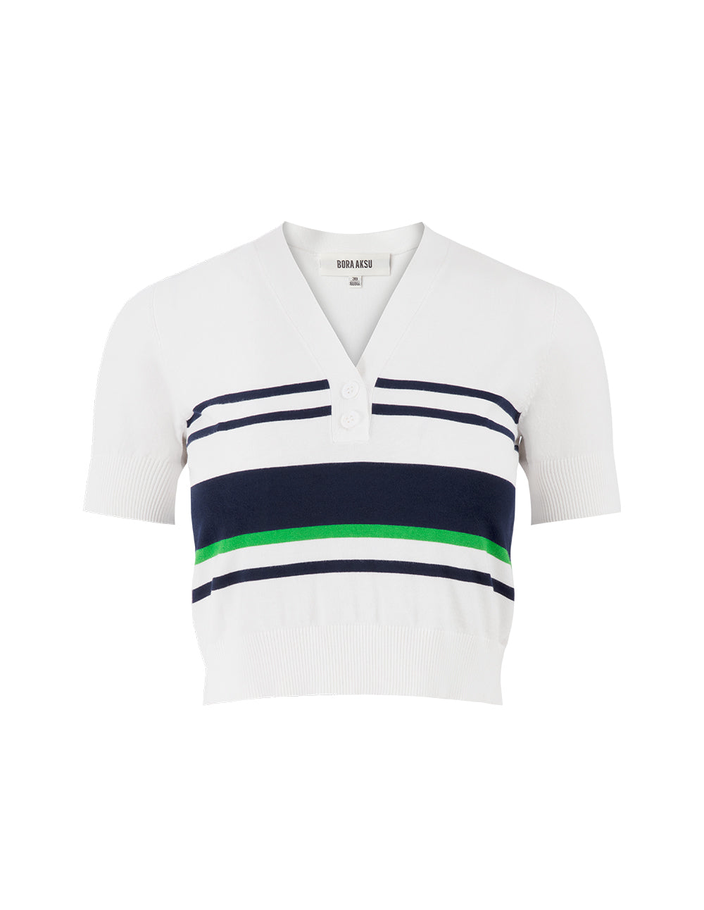 BORA AKSU V Neck Colourblock Stripe Knit Sweater