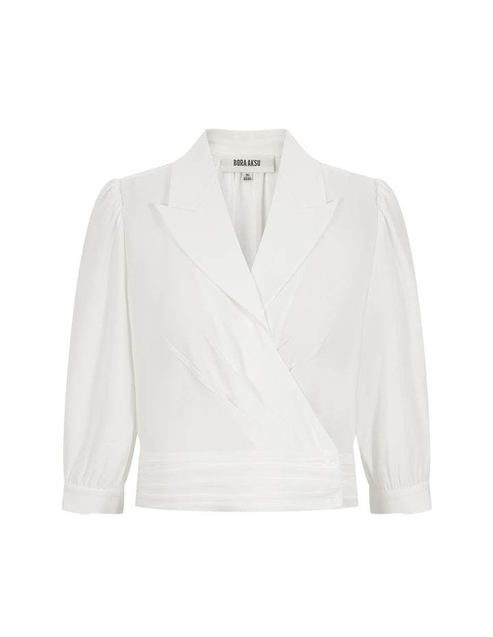 BORA AKSU Suit Collar Slanted Placket Top