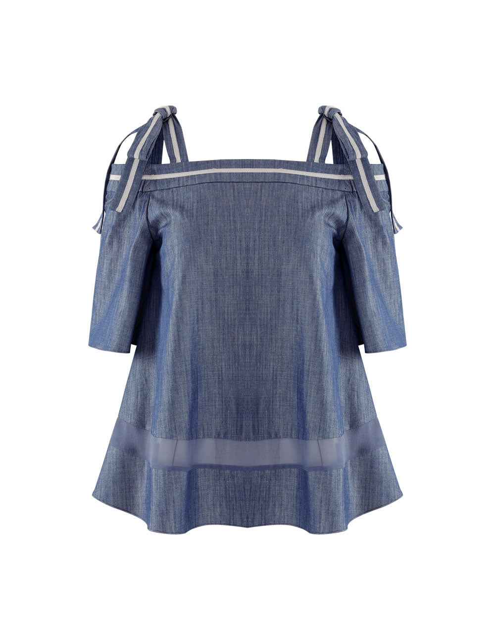 BORA AKSU Cold-Shoulder Bow Top