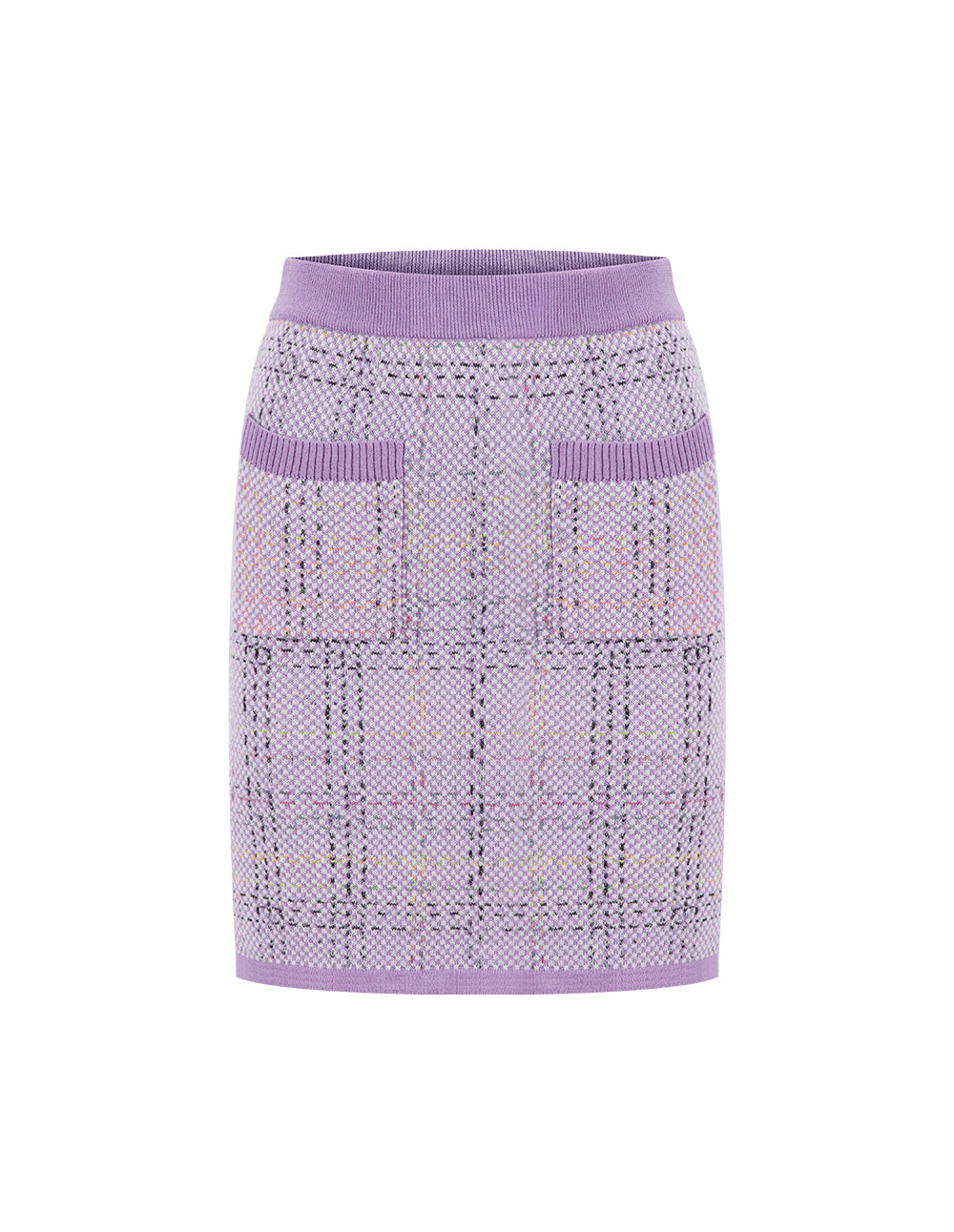 BORA AKSU Cloud Violet  Vintage Plaid Tweed Skirt