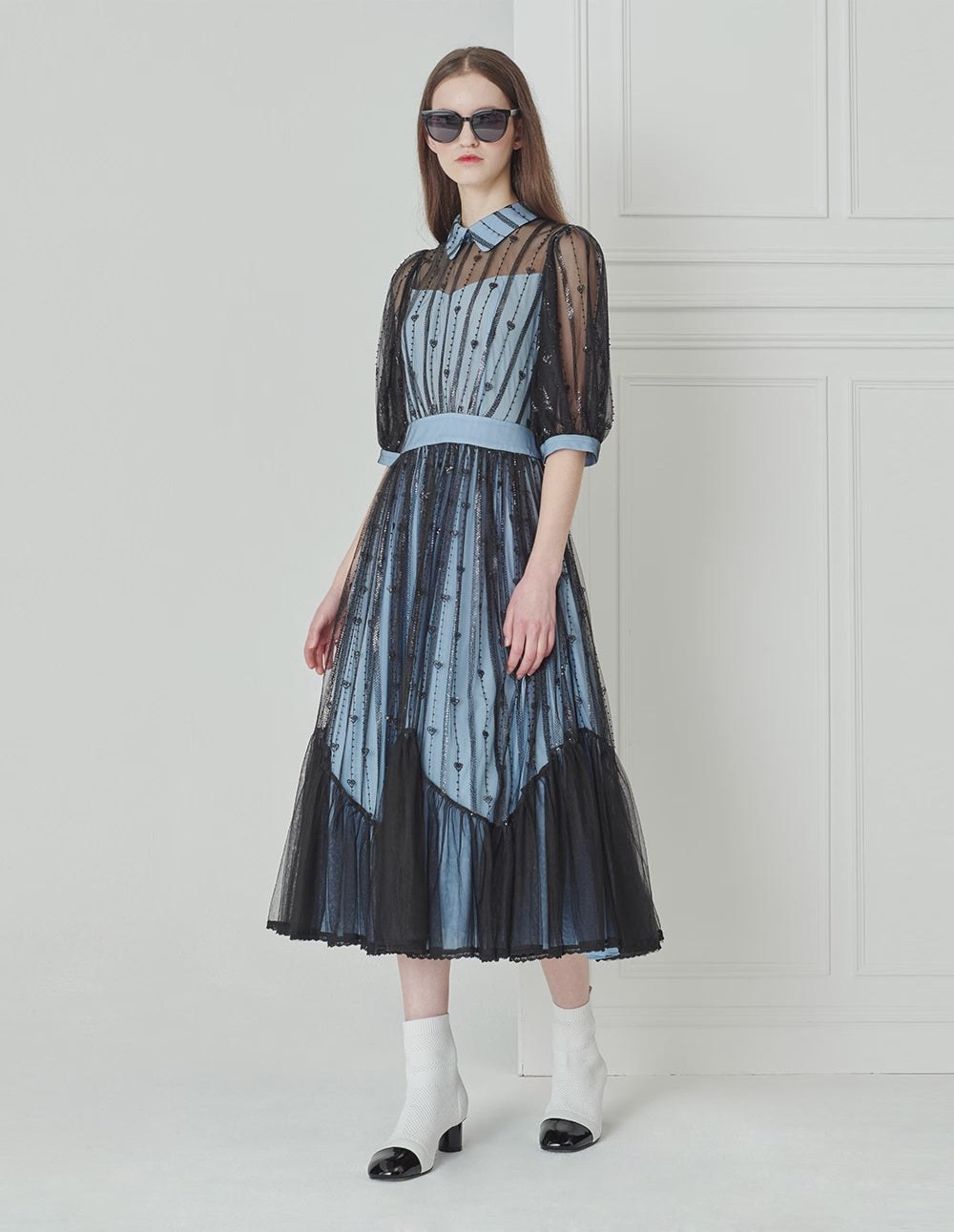 BORA AKSU Sequin Lace Waist Dress