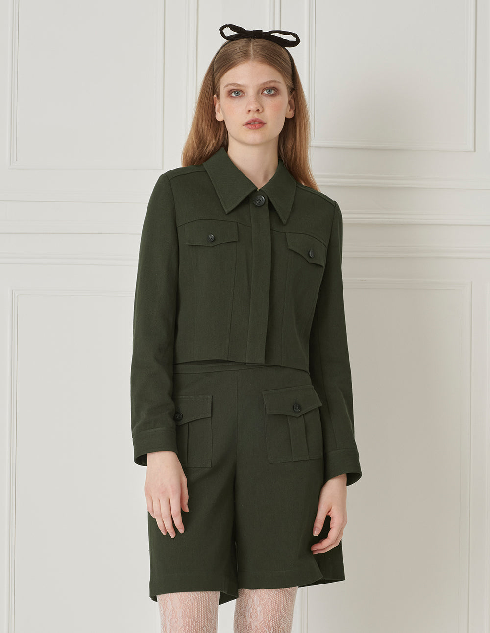 Bora Aksu Wool Retro Cargo Patch Pocket Shorts