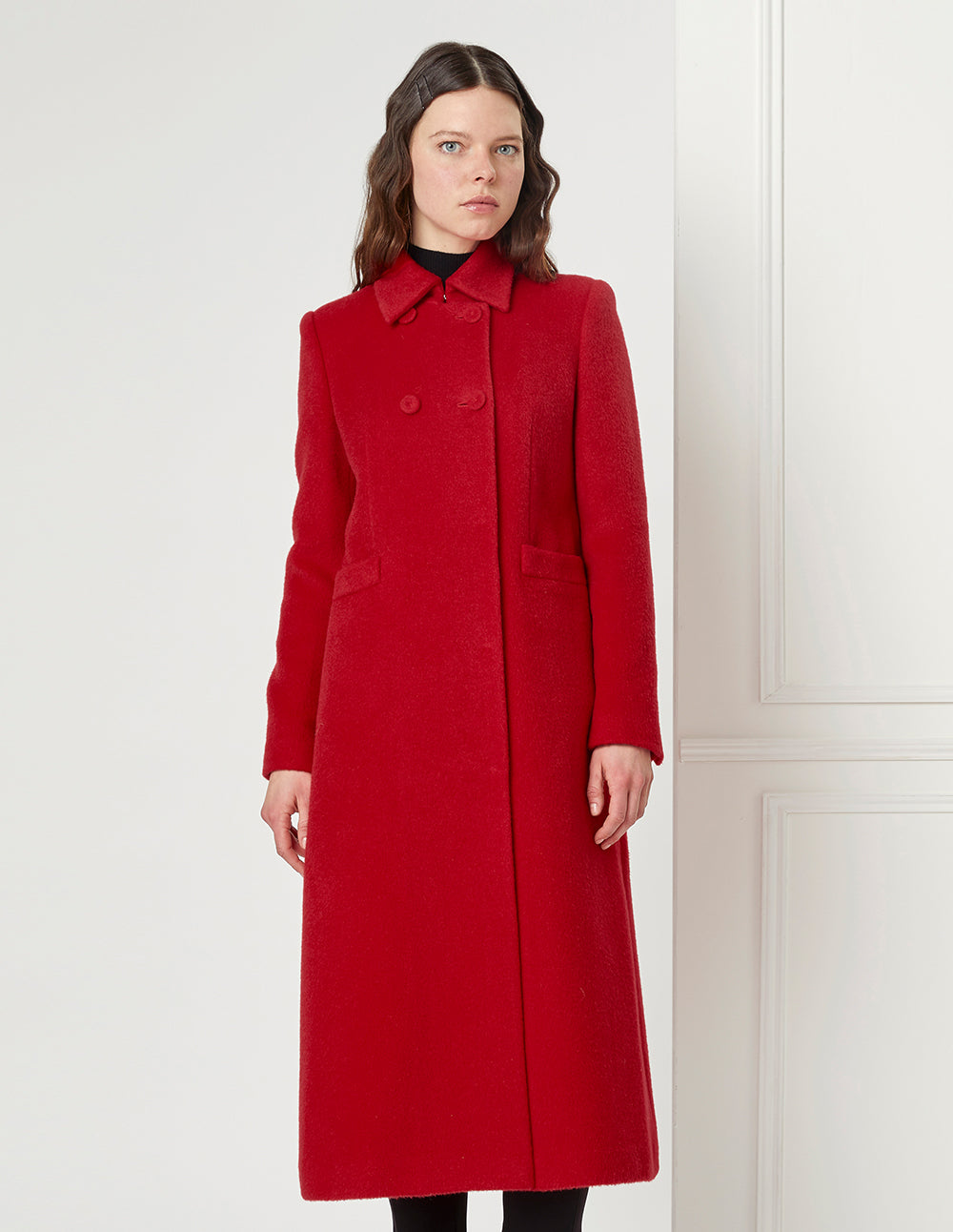 BORA AKSU Cherry Red Woollen Long Coat