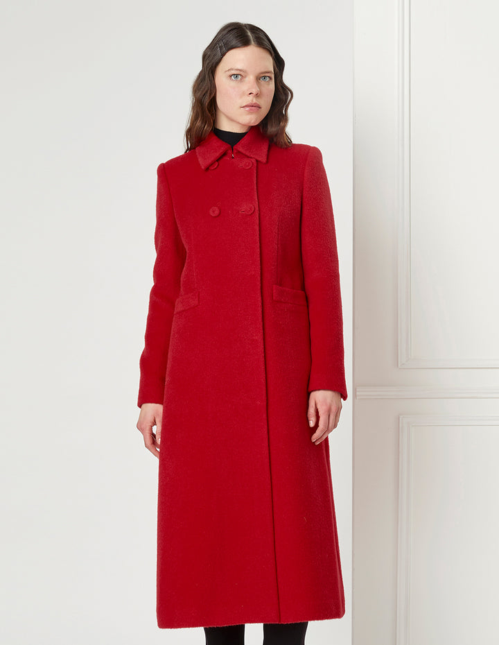 BORA AKSU Cherry Red Woollen Long Coat