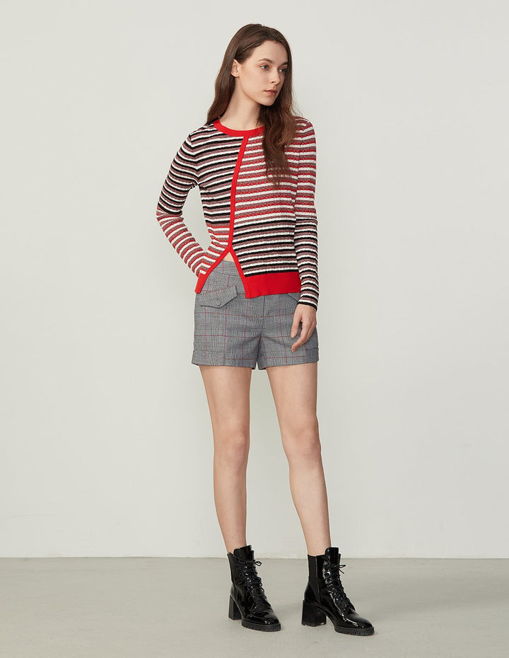 BORA AKSU Wool Blend Plaid Pattern Slim Fit Shorts