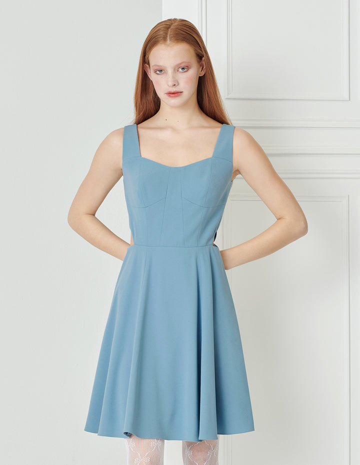 BORA AKSU Diamond Neck Cutout Waist Slip Dress