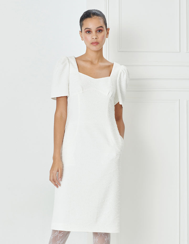 BORA AKSU French-Style Simple Diamond Collar Knitted Dress