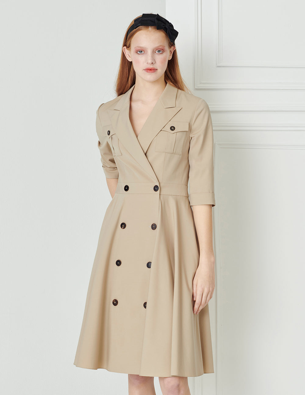 BORA AKSU Vintage Tiered Skirt Double Breasted Suit Dress