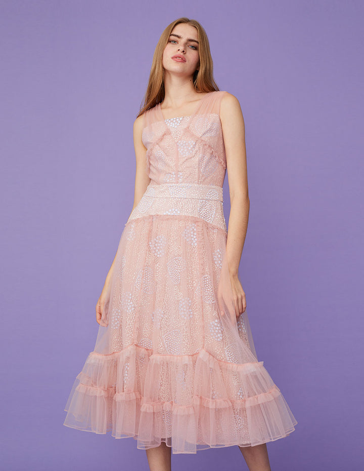 BORA AKSU Lace And Tulle Maxi Sleeveless Dress