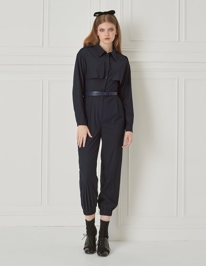 BORA AKSU Utility Style Lapel Belt Jumpsuit