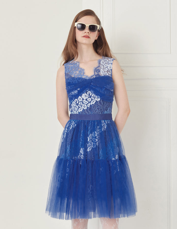 BORA AKSU Lace And Tulle Mini Flare Dress