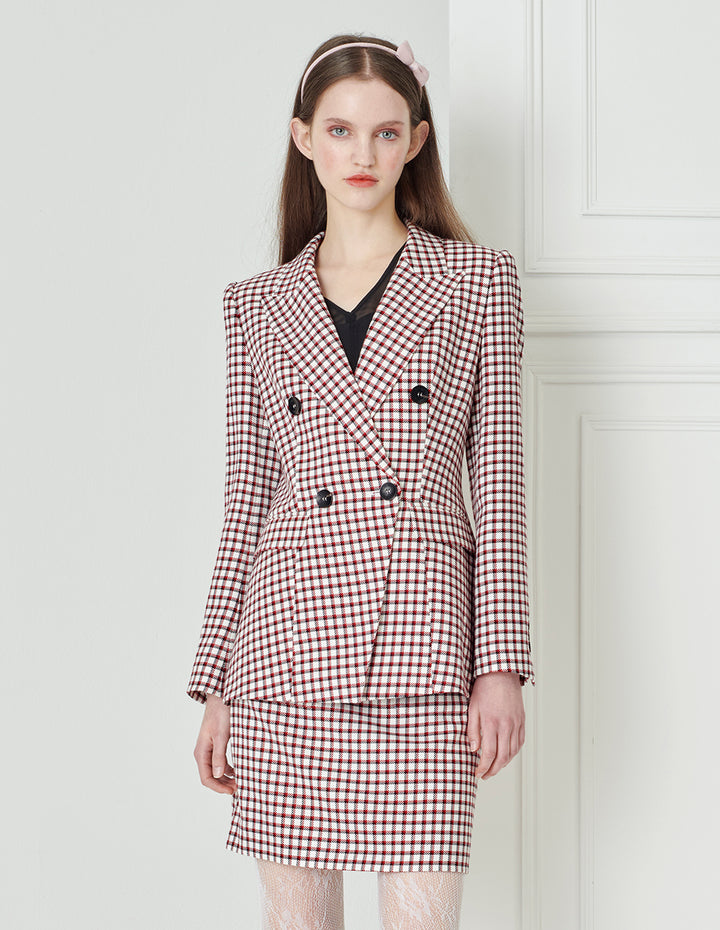 BORA AKSU Checked Lapel Double-Breasted Blazer