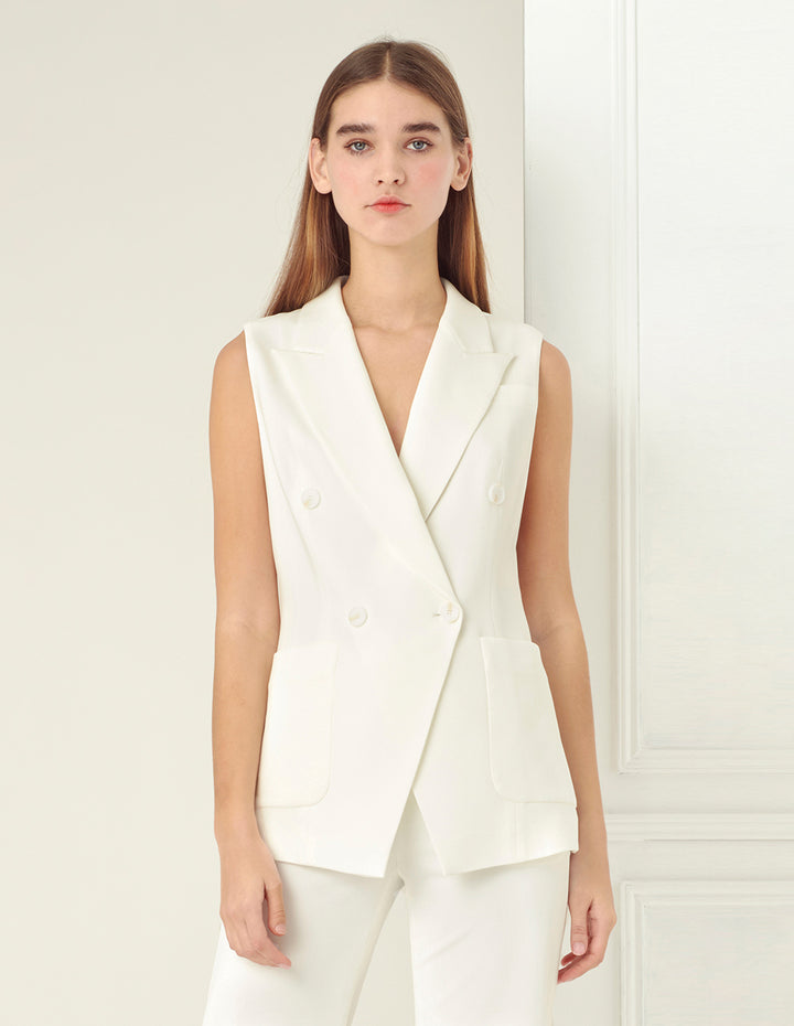 BORA AKSU Peak lapel design pure white Vest