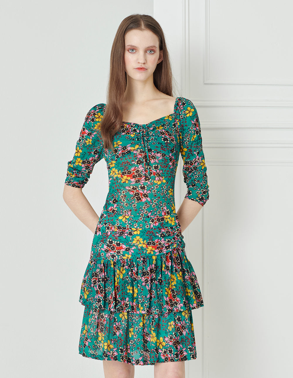 BORA AKSU Retro Court Style Generous Collar Printed Top