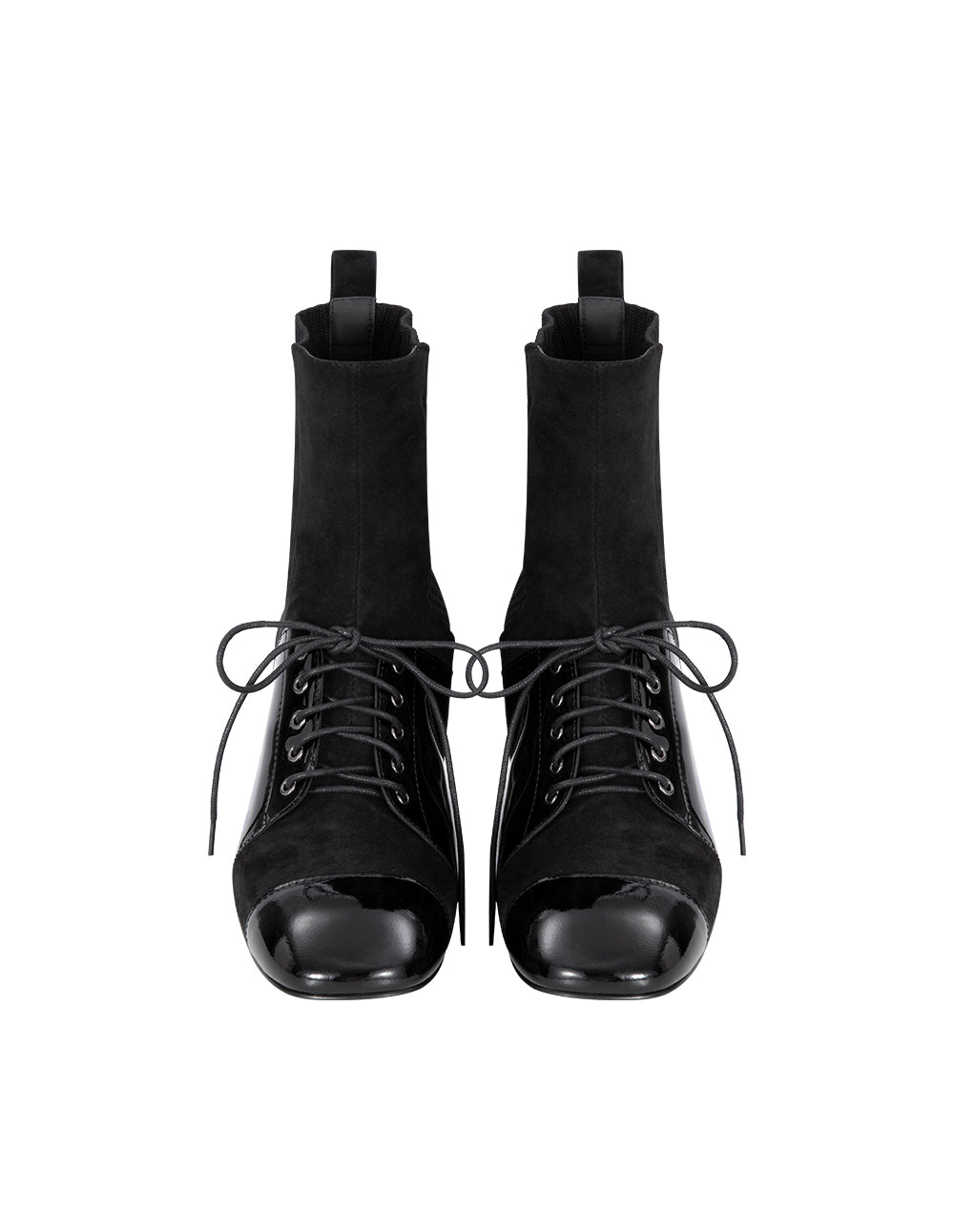 BORA AKSU Black Patent Panelled Stretch Knit Booties