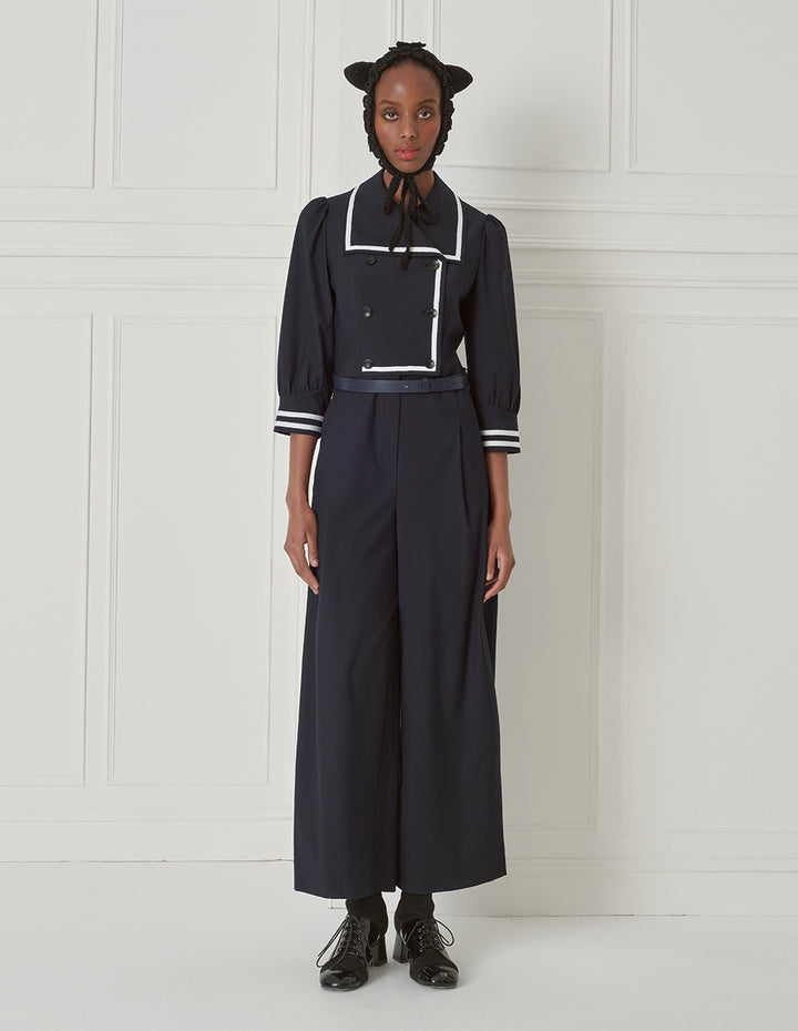 BORA AKSU Navy Lapel Jumpsuit