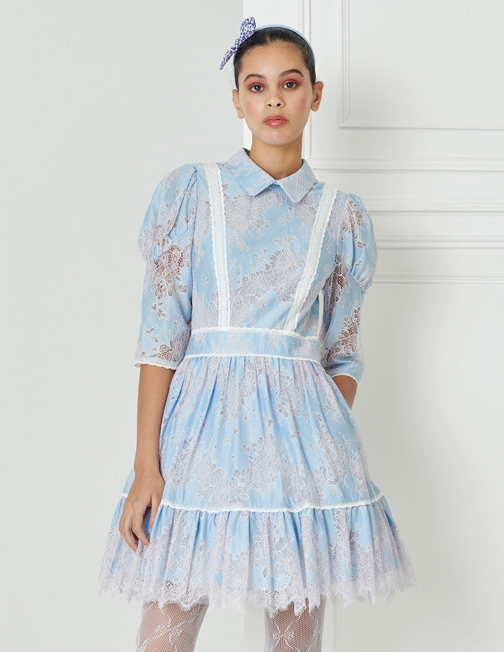 BORA AKSU French Court Peter Wind Neck Lace Dress