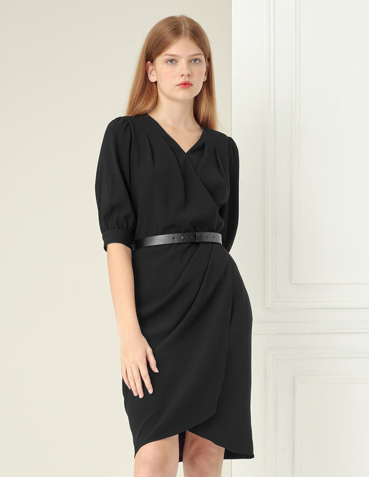 BORA AKSU Asymmetrical Belted Wrap Dress