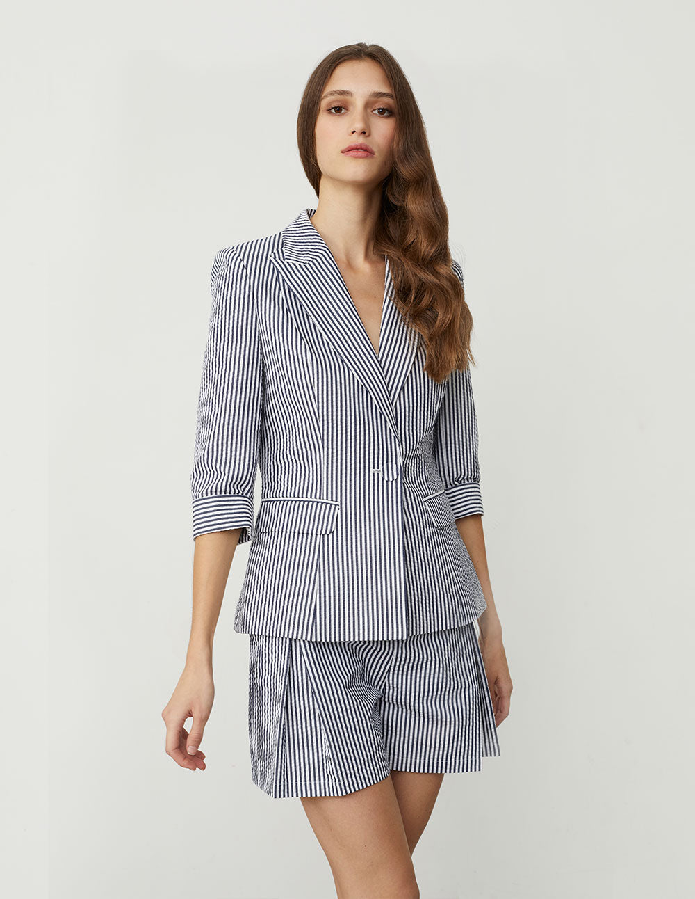 BORA AKSU Striped A-line Pleated Shorts