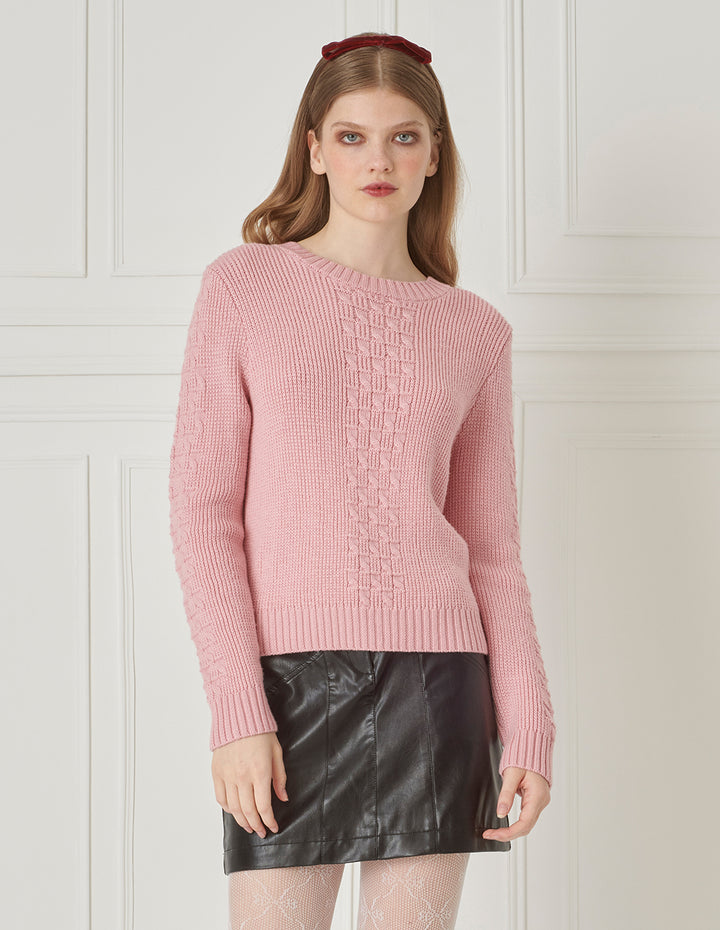 BORA AKSU Sweet Pink Cutout Lace-Up Wool-Knit Sweater