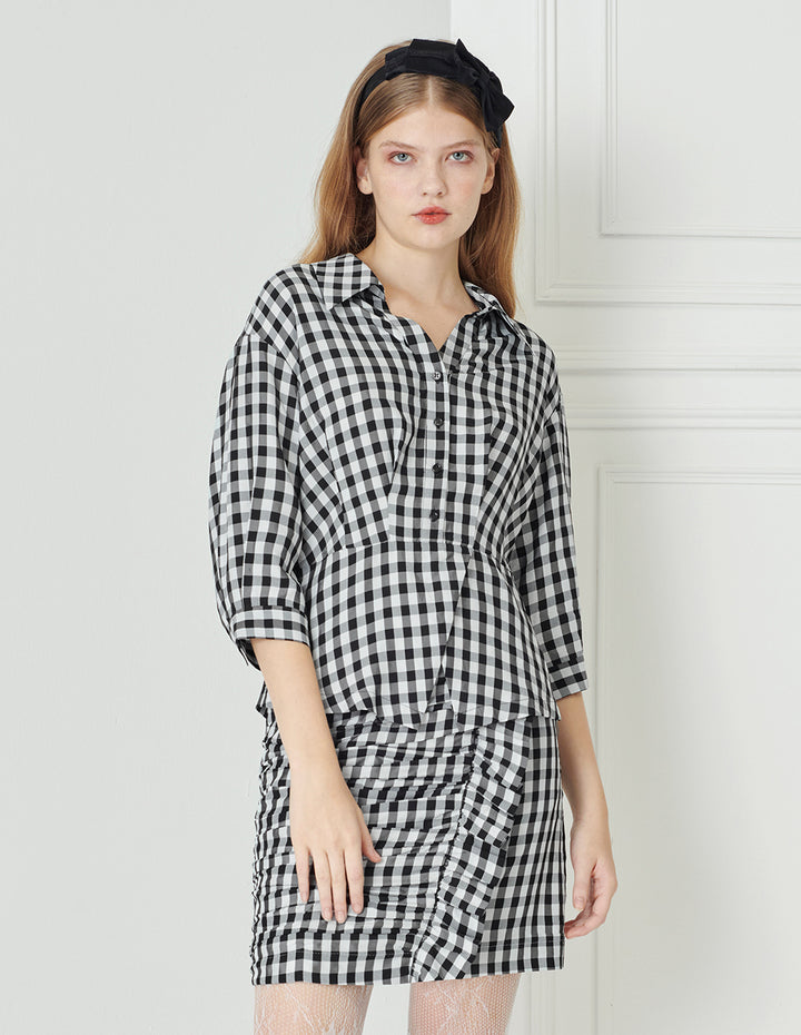 BORA AKSU Black And White Check Slim Shirt