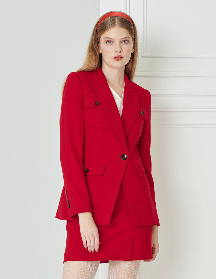 BORA AKSU Cherry Red Sheep's Wool Skirt