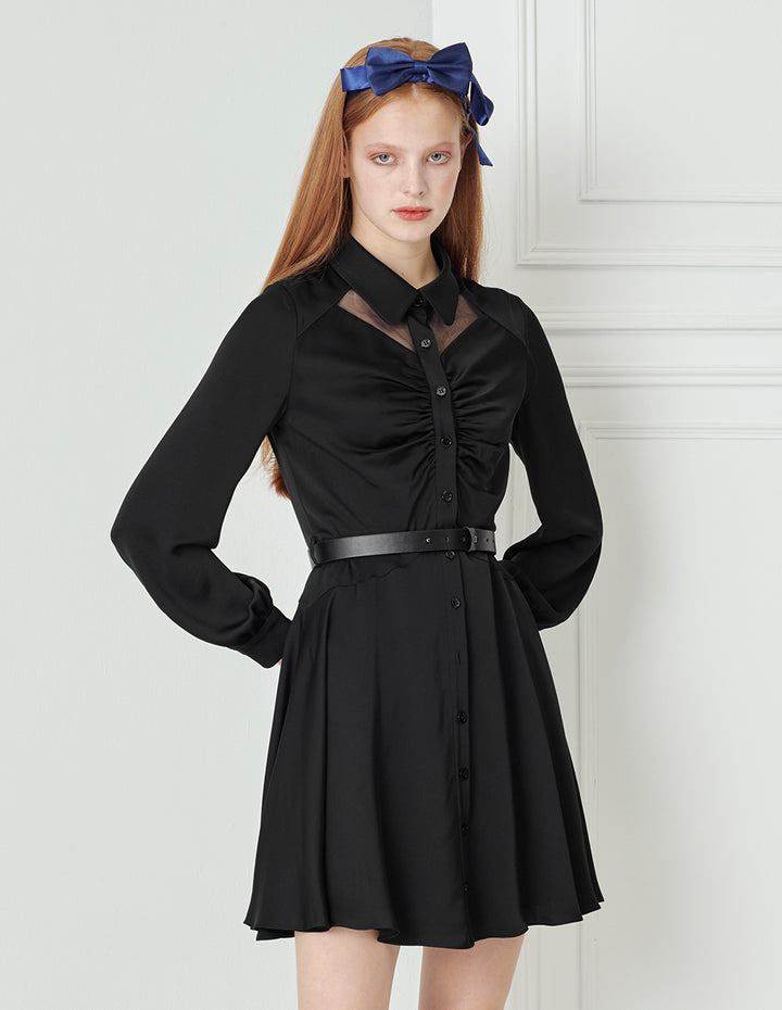 BORA AKSU Pleated Embellished Nipped Shirt Dress