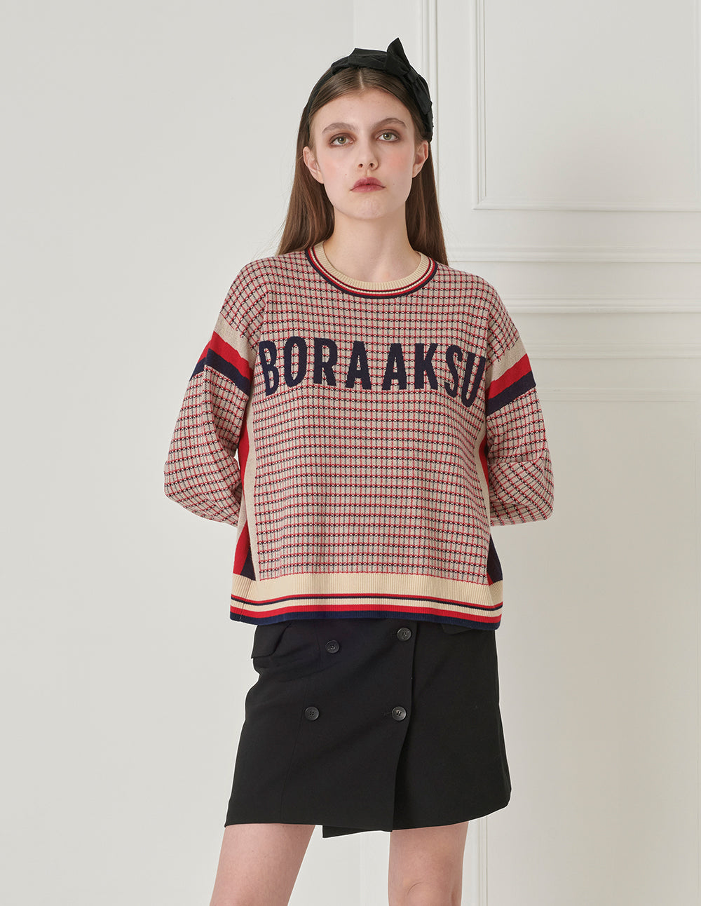 BORA AKSU Elegant All-Match Triple-Acetate Lapped Double-Breasted Skirt
