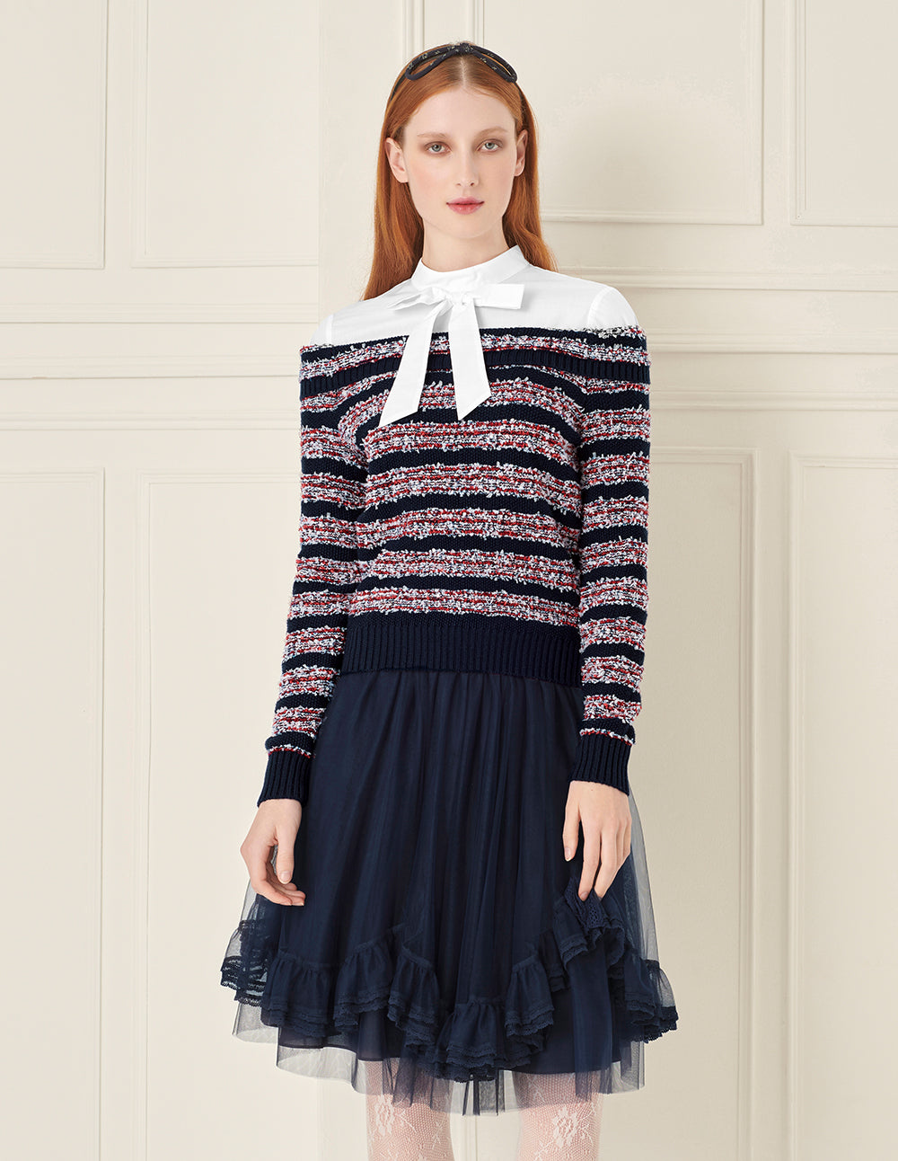 BORA AKSU Layered Mesh Patchwork Skirt