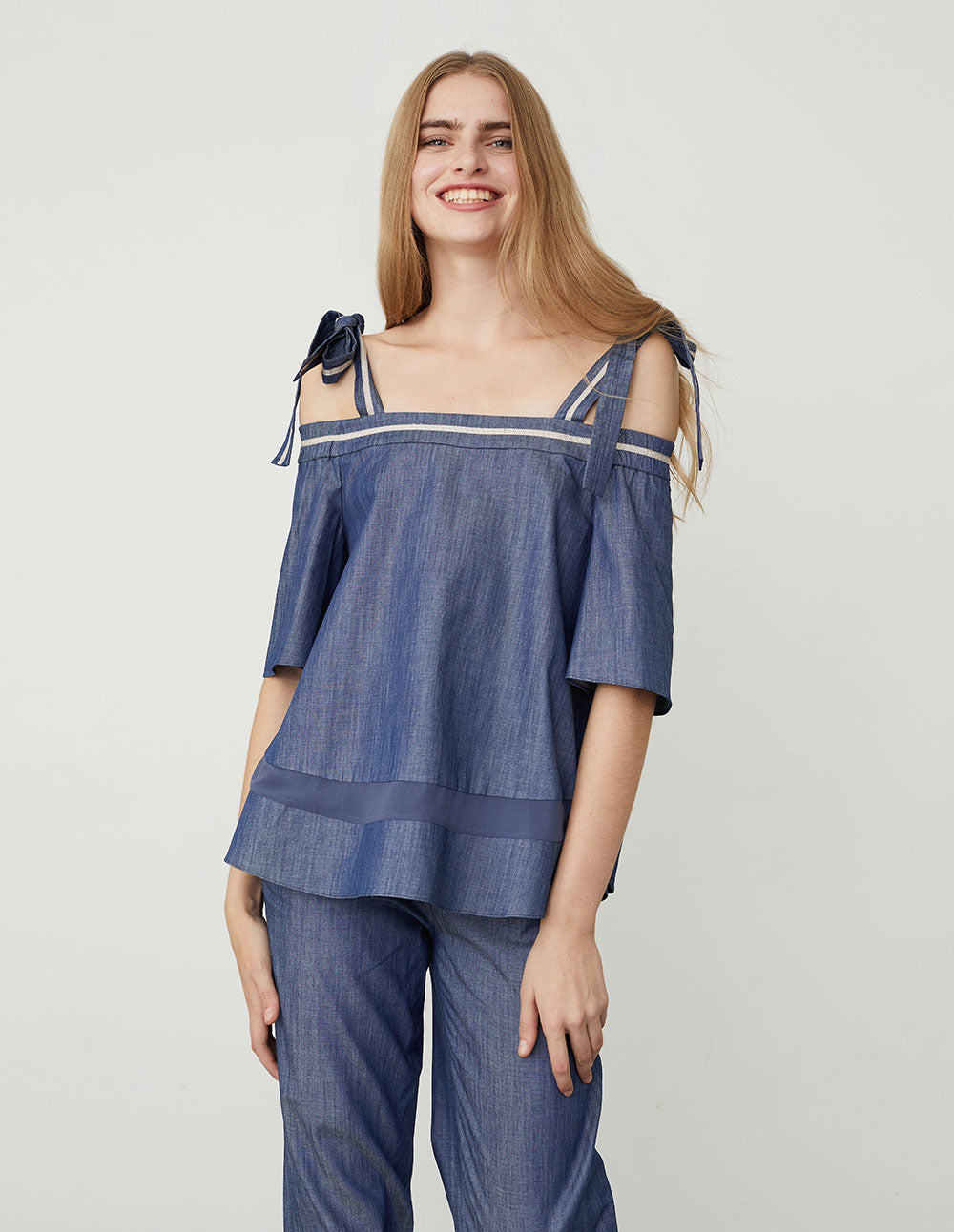BORA AKSU Cold-Shoulder Bow Top