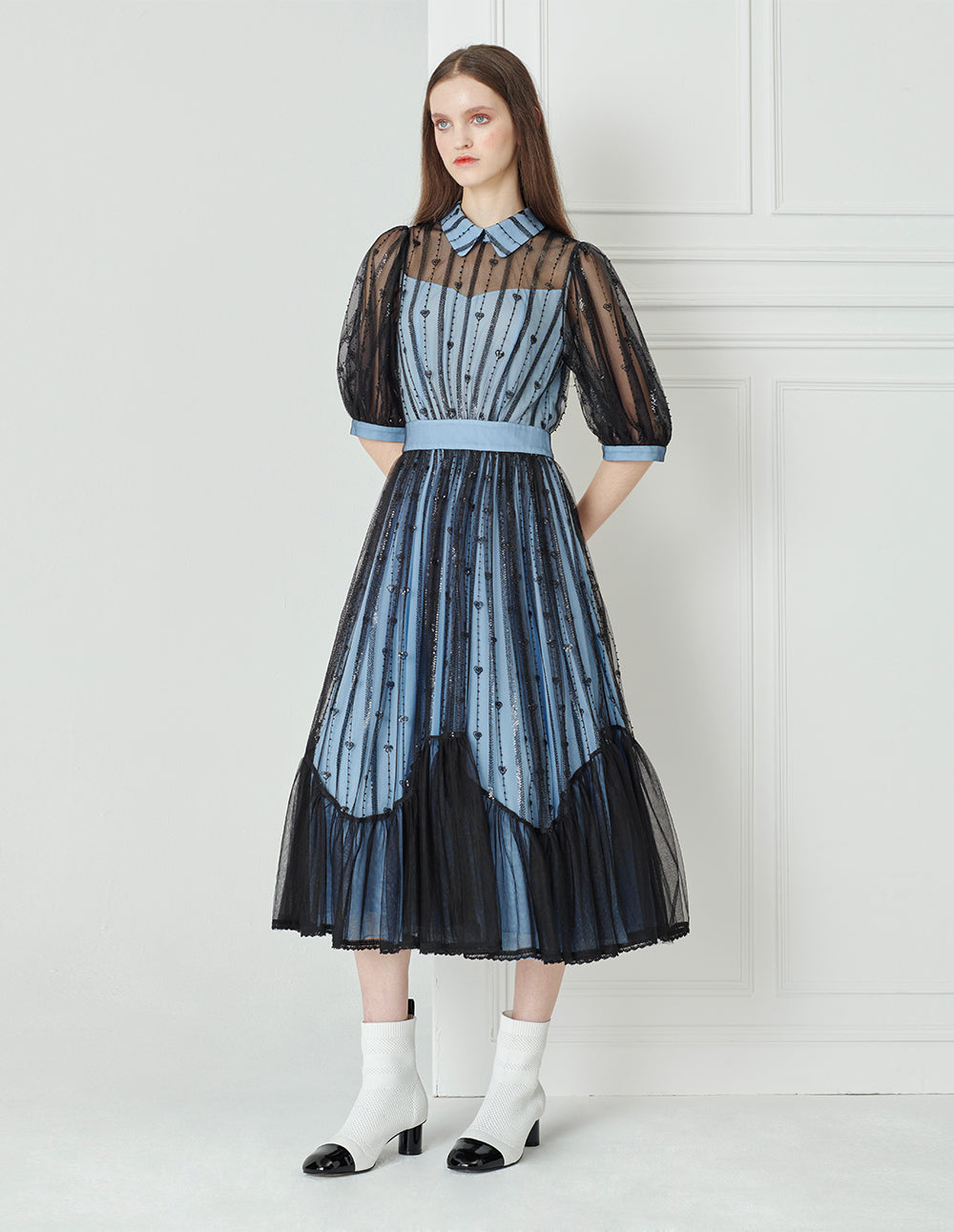 BORA AKSU Sequin Lace Waist Dress