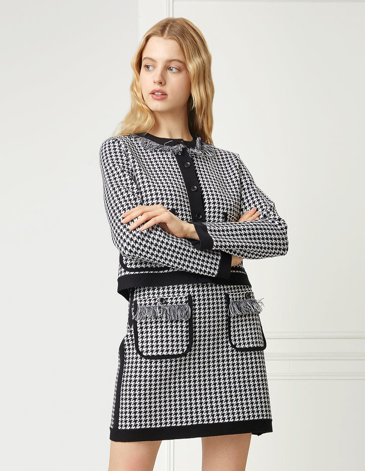 BORA AKSU Houndstooth Knitted Skirt