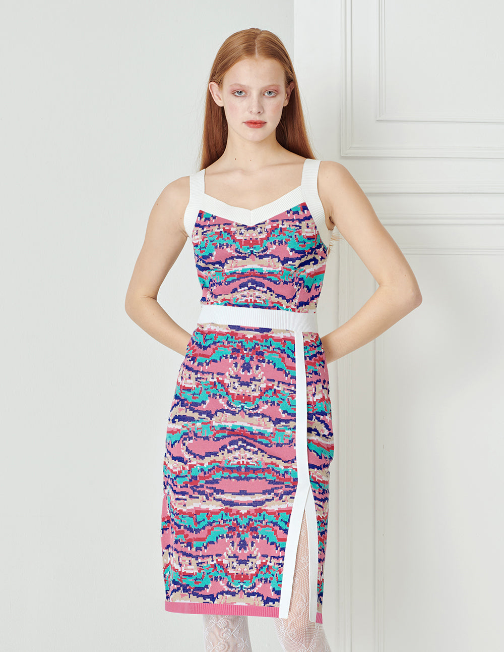 BORA AKSU Retro Niche Slit Hem Sling Knit Dress