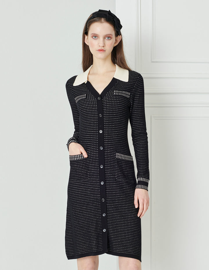 BORA AKSU Vintage V Neck Wool Knit Dress