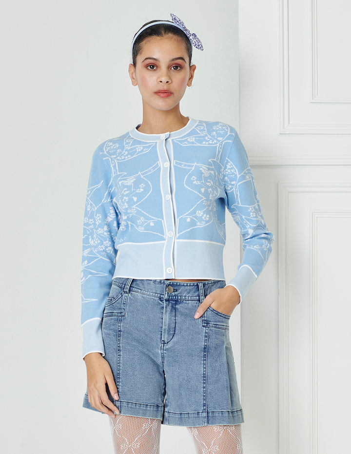 BORA AKSU Pleated Split Wash Denim Shorts