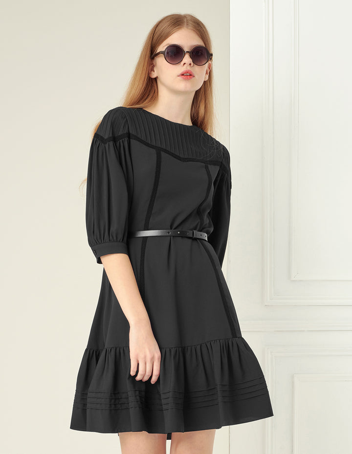 BORA AKSU Lace Lotus Leaf Stitching Dress