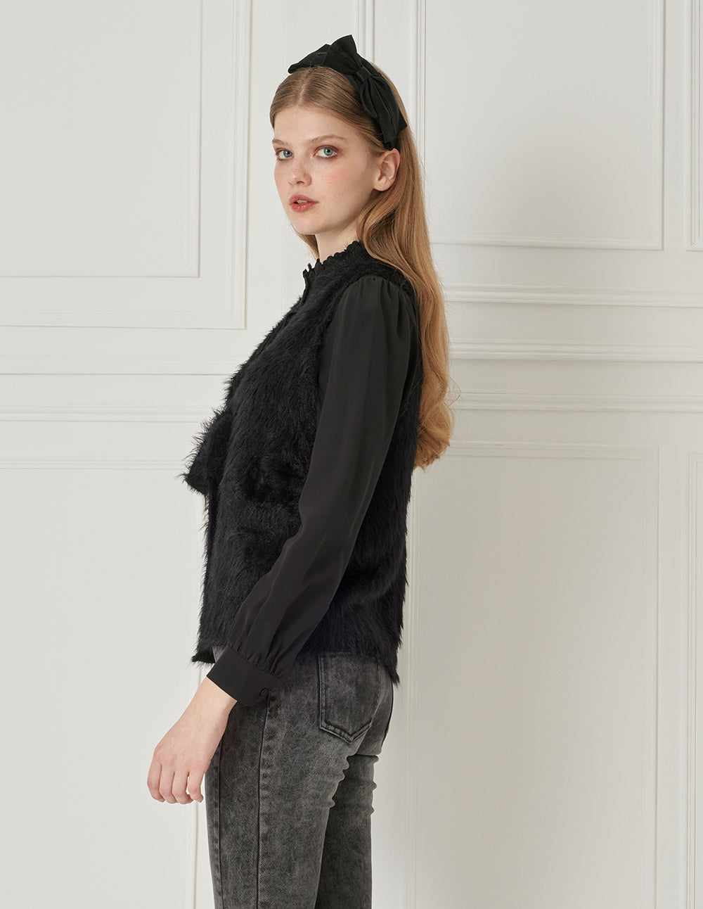 BORA AKSU Imitation Mink Long Hair Knitted Vest