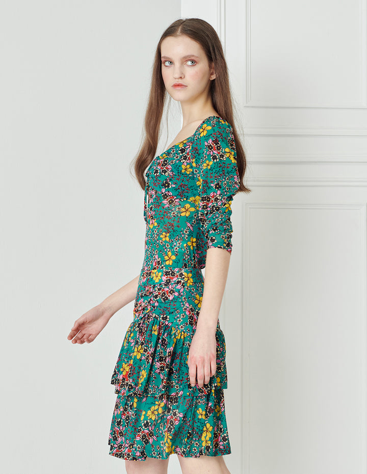 BORA AKSU Retro Court Style Generous Collar Printed Top