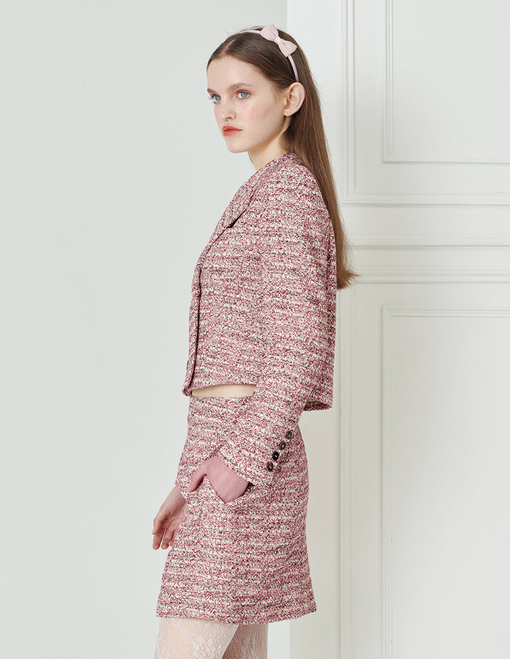 BORA AKSU Vintage Plaid Tweed Fashionable Commuter Suit Skirt