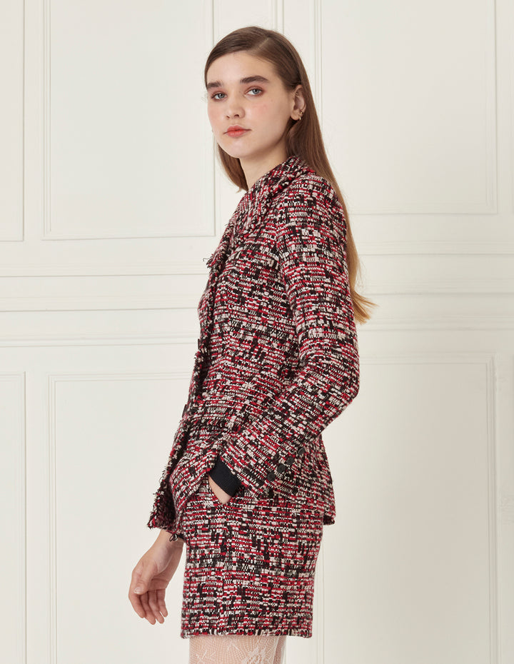 BORA AKSU Red And Black Tweed Pack Hip Skirt