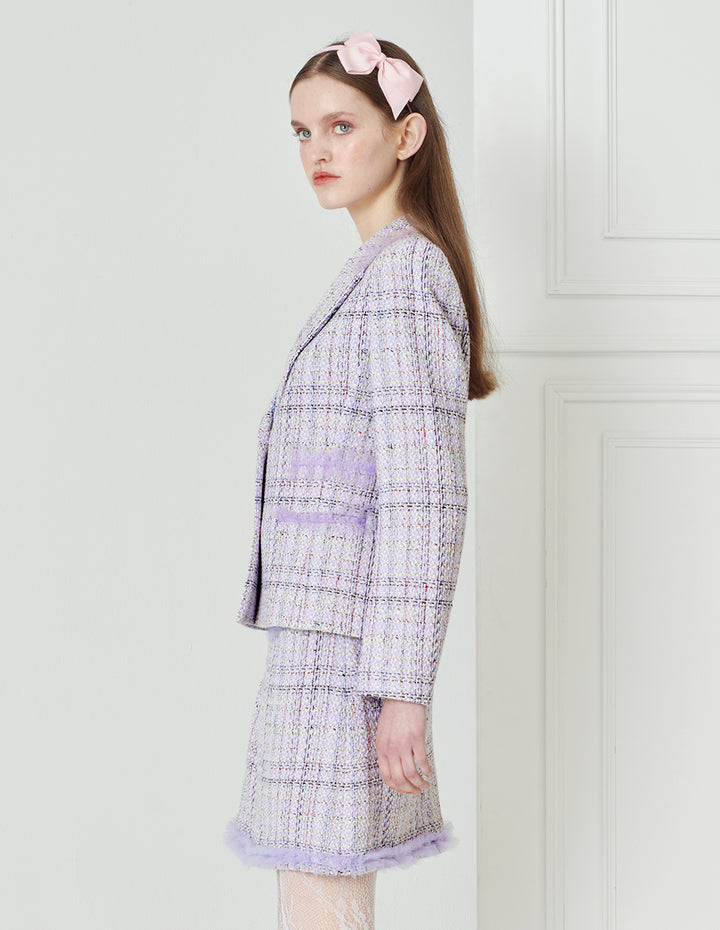 BORA AKSU Sweet Lilac Tweed Suit Skirt