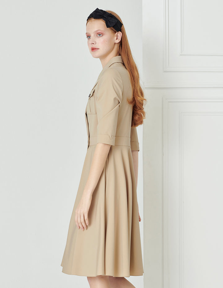 BORA AKSU Vintage Tiered Skirt Double Breasted Suit Dress