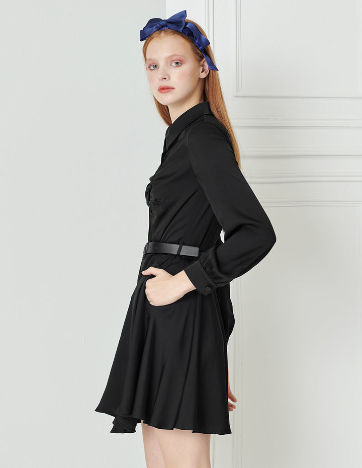 BORA AKSU Pleated Embellished Nipped Shirt Dress