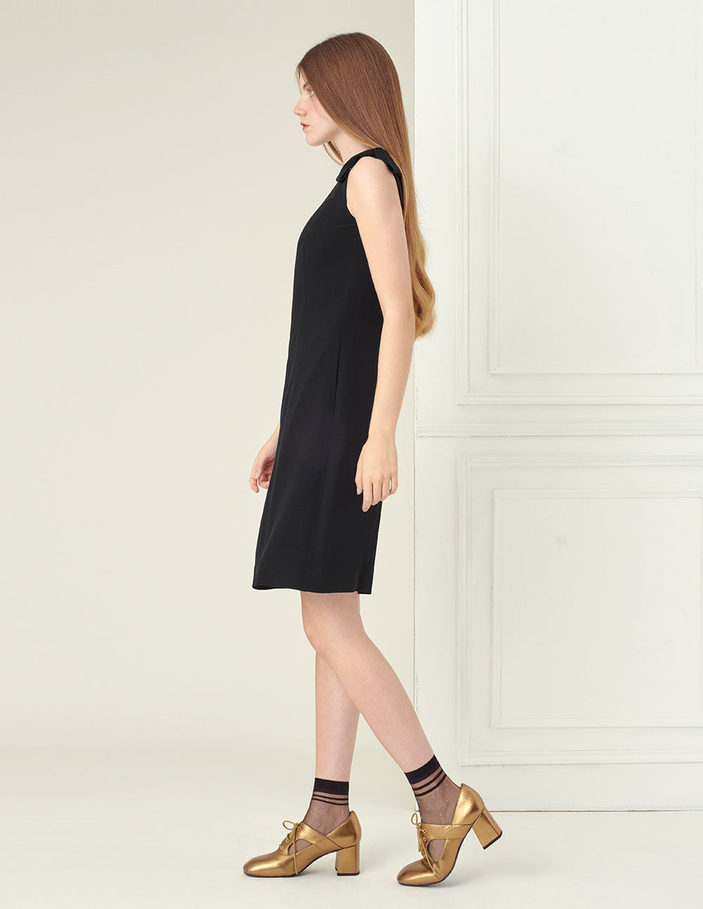 BORA AKSU Off shoulder black tie dress