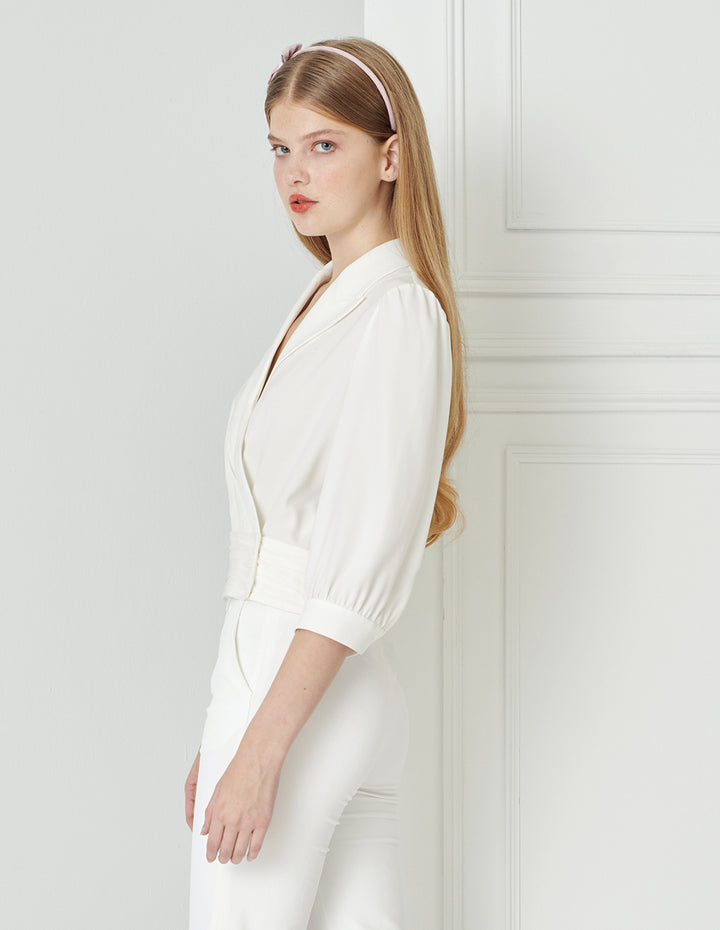 BORA AKSU Suit Collar Slanted Placket Top