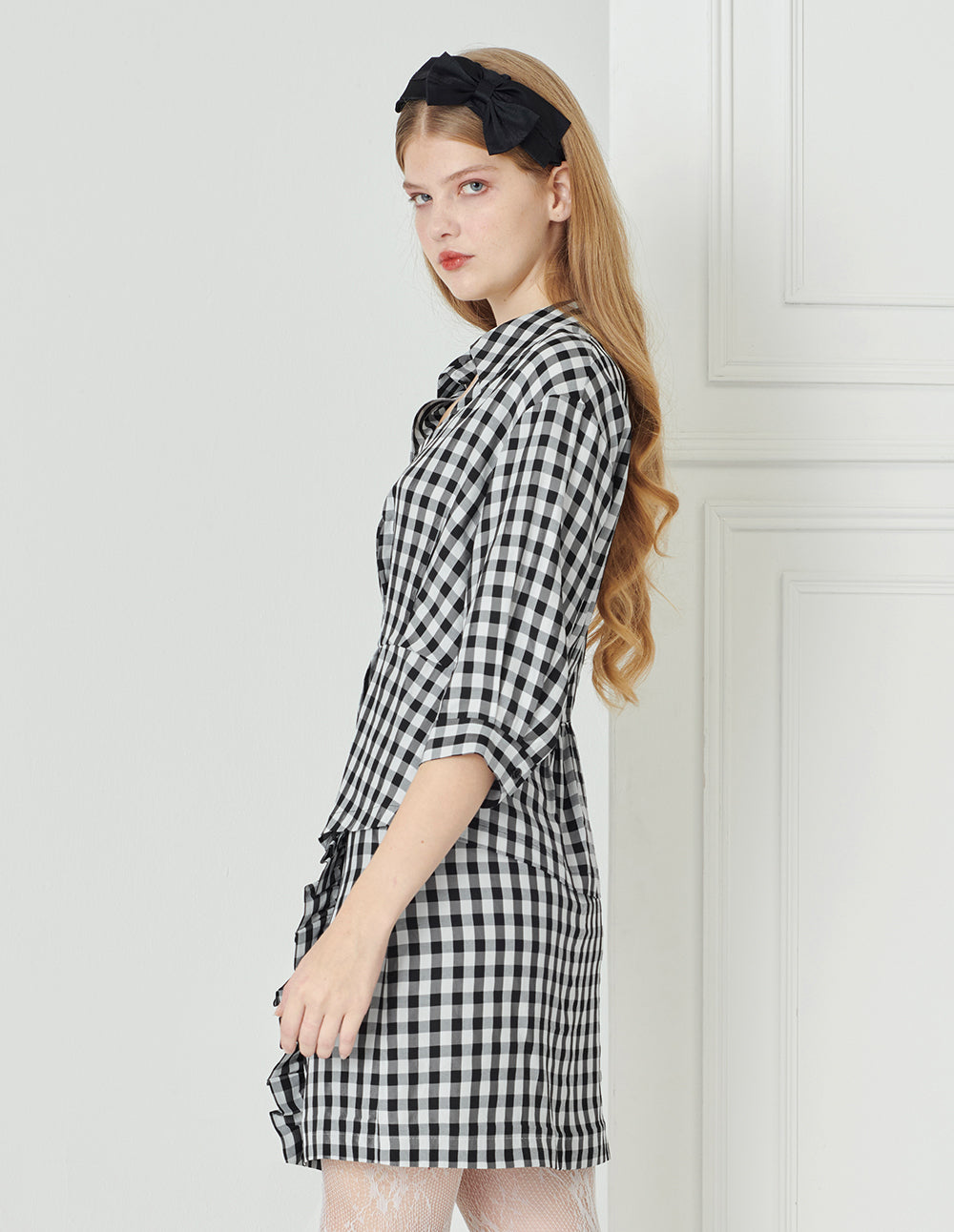 BORA AKSU Black And White Check Slim Shirt