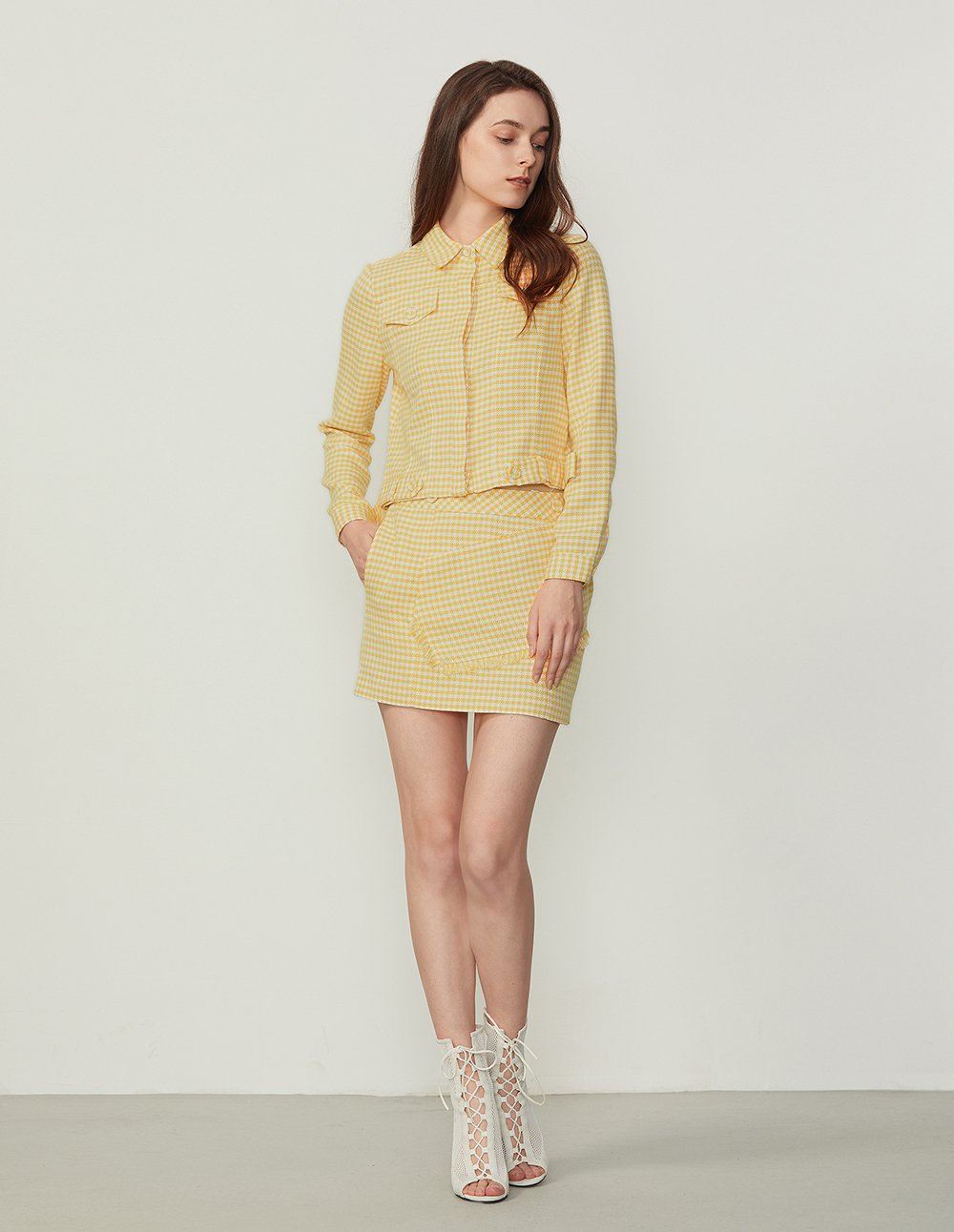 BORA AKSU Gingham Pattern Slim Fit Mini Skirt